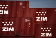 A ZIM container ship sails on water, representing Zim and Hapag-Lloyd's market.