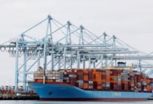A large Maersk container ship sails on the ocean, reflecting new strategic orders.