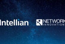 A white Intellian flyaway satellite terminal designed for advanced military and government communications.